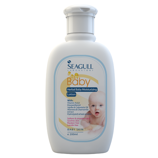 لوسیون بدن مرطوب کننده گیاهی کودک سی گل حجم 200 میل Seagull Herbal Baby Moisturizing Lotion 200ml